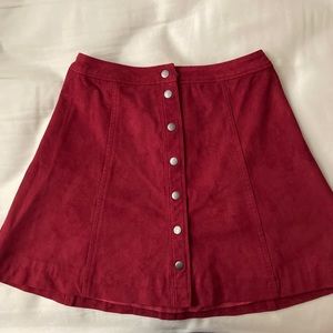 Abercrombie & Fitch Red Suede Skirt w Snap Buttons